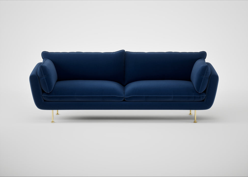 Allora 4 Seater Sofa Cotton Velvet Midnight / Brass