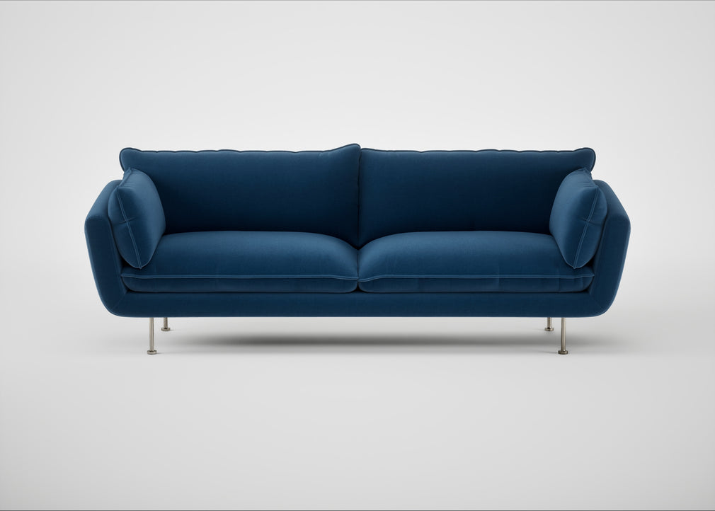 Allora 4 Seater Sofa Cotton Velvet Petrol / Stainless Steel
