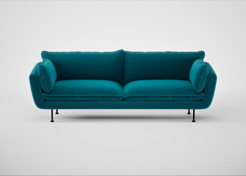 Allora 4 Seater Sofa Cotton Velvet Teal / Black