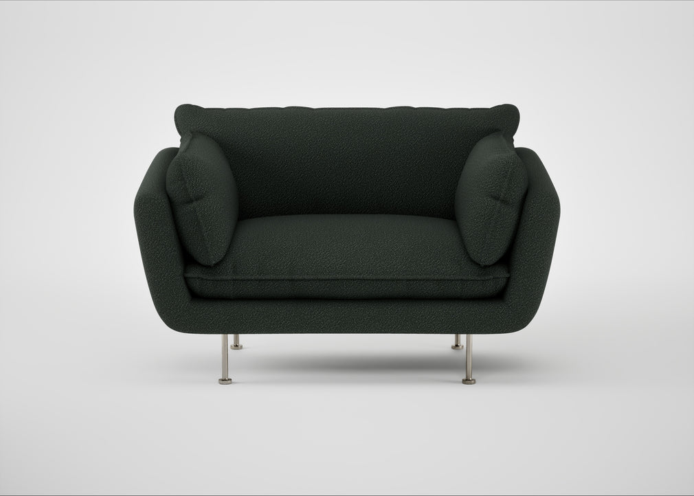 Allora Loveseat Boucle Fern / Stainless Steel