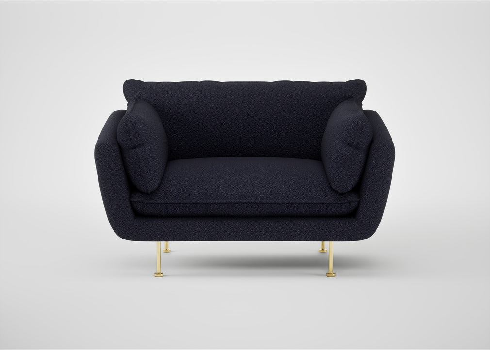 Allora Loveseat Boucle Indigo / Brass