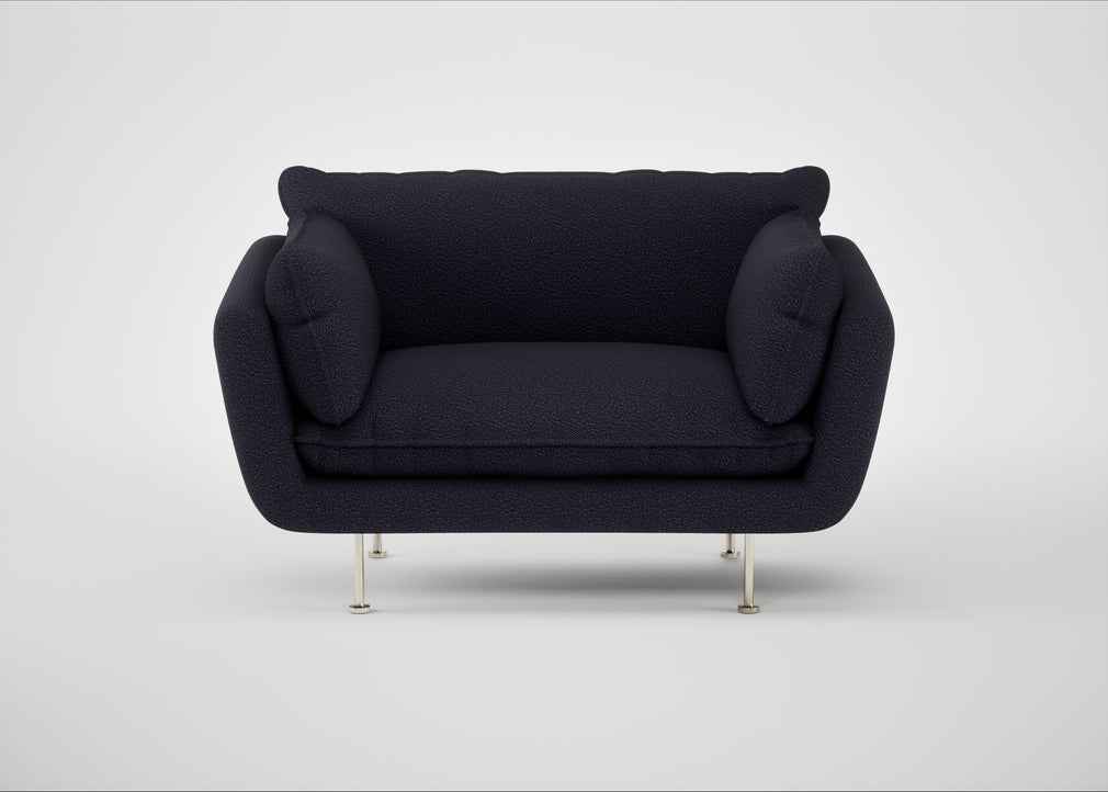 Allora Loveseat Boucle Indigo / Stainless Steel