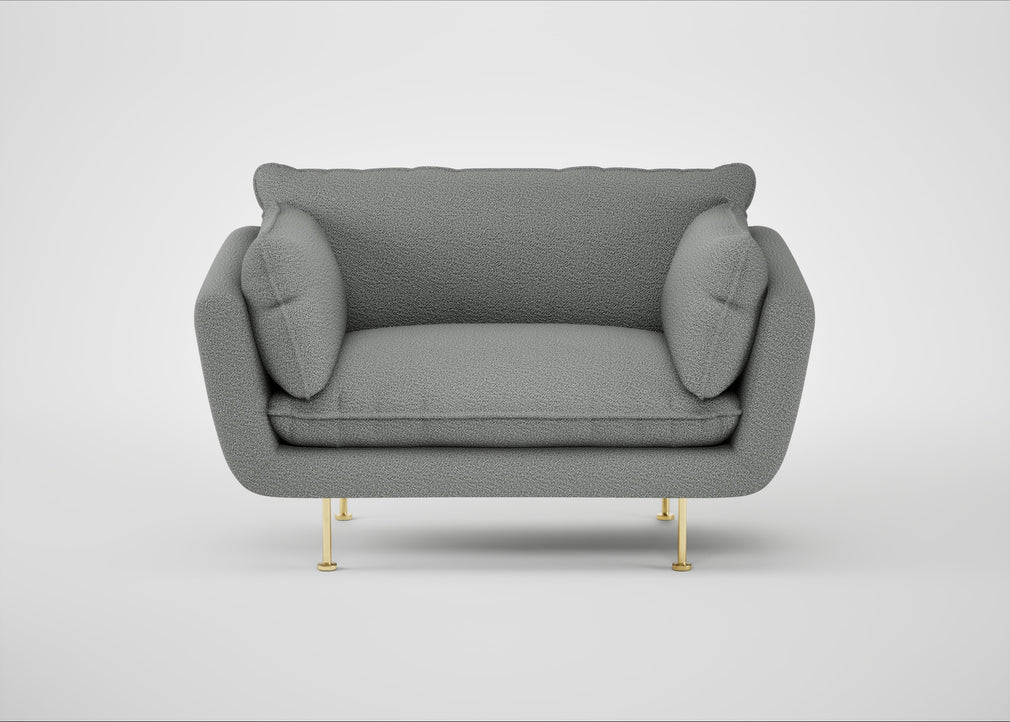 Allora Loveseat Boucle Steel / Brass