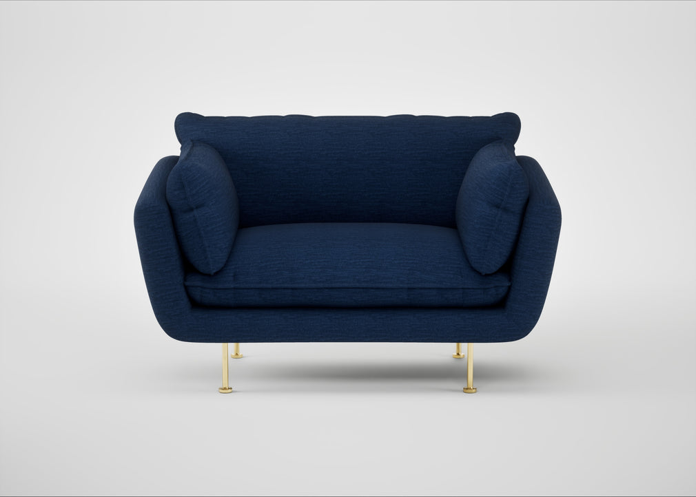 Allora Loveseat Broad Weave Lagoon / Brass
