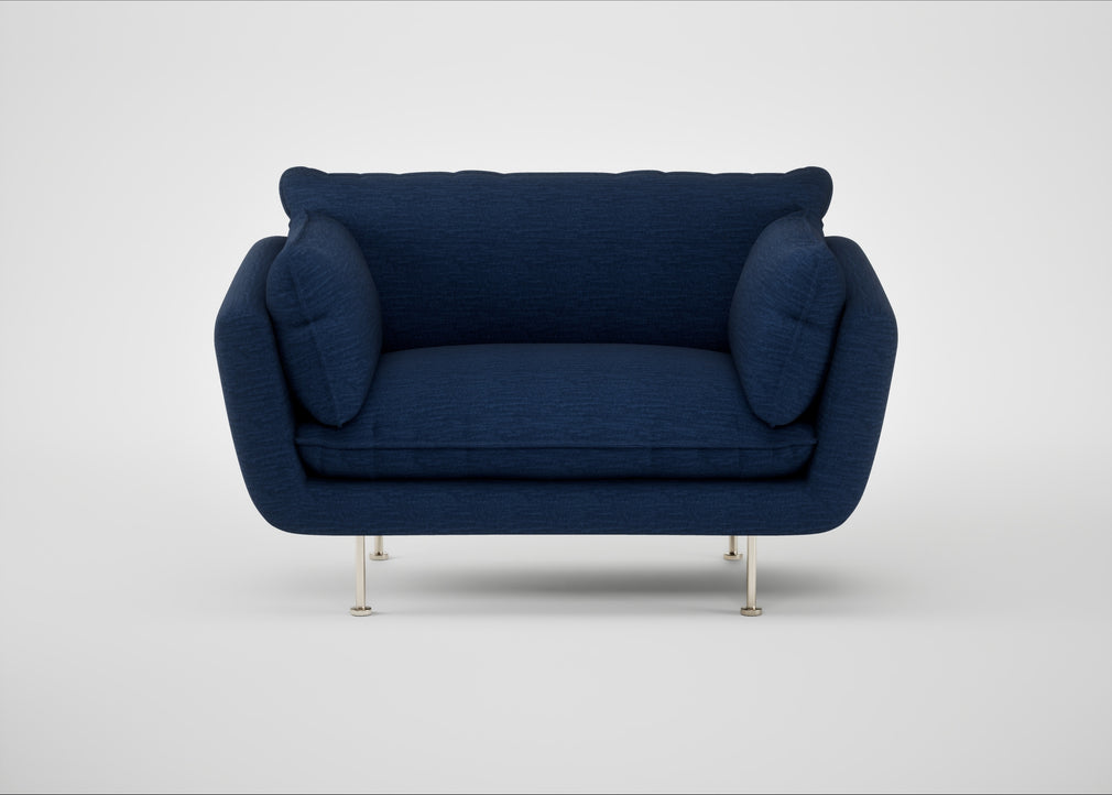 Allora Loveseat Broad Weave Lagoon / Stainless Steel