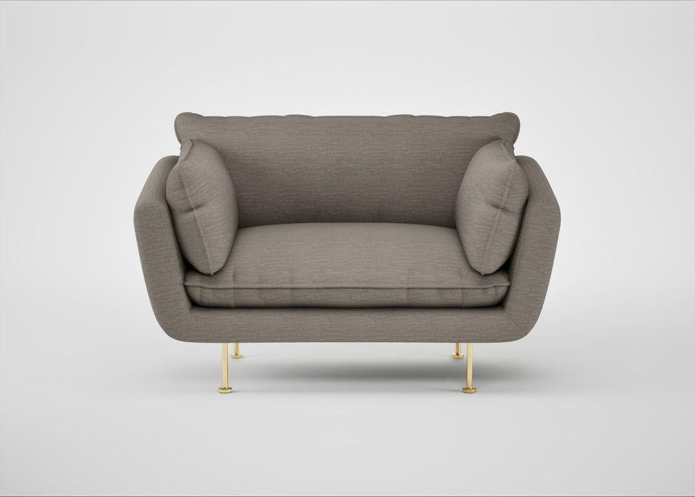 Allora Loveseat Broad Weave Pebble / Brass