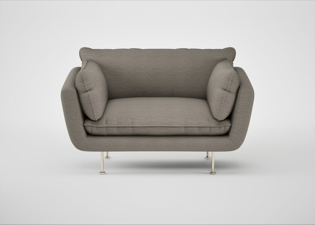 Allora Loveseat Broad Weave Pebble / Stainless Steel