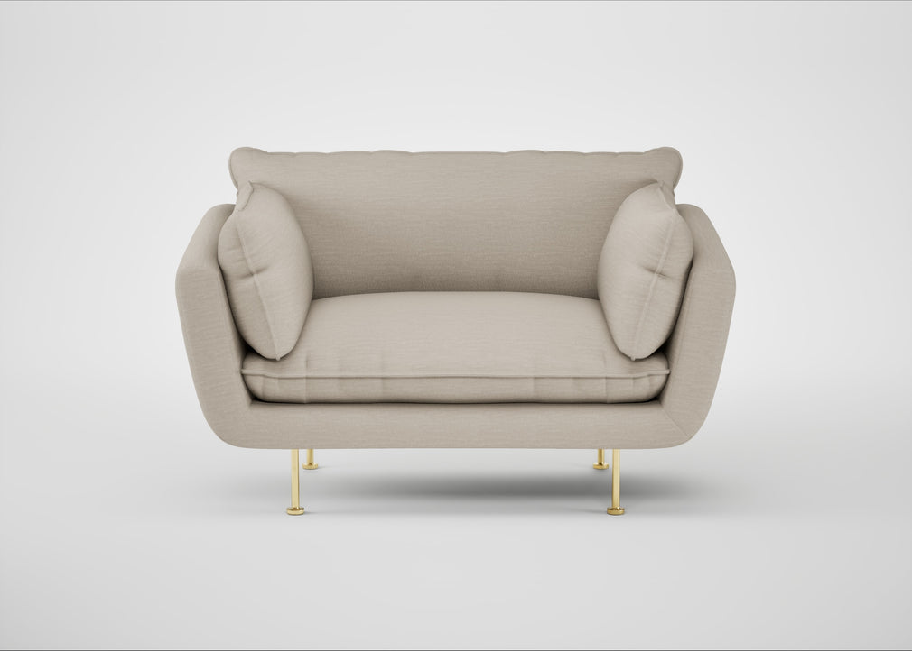 Allora Loveseat Broad Weave Putty / Brass