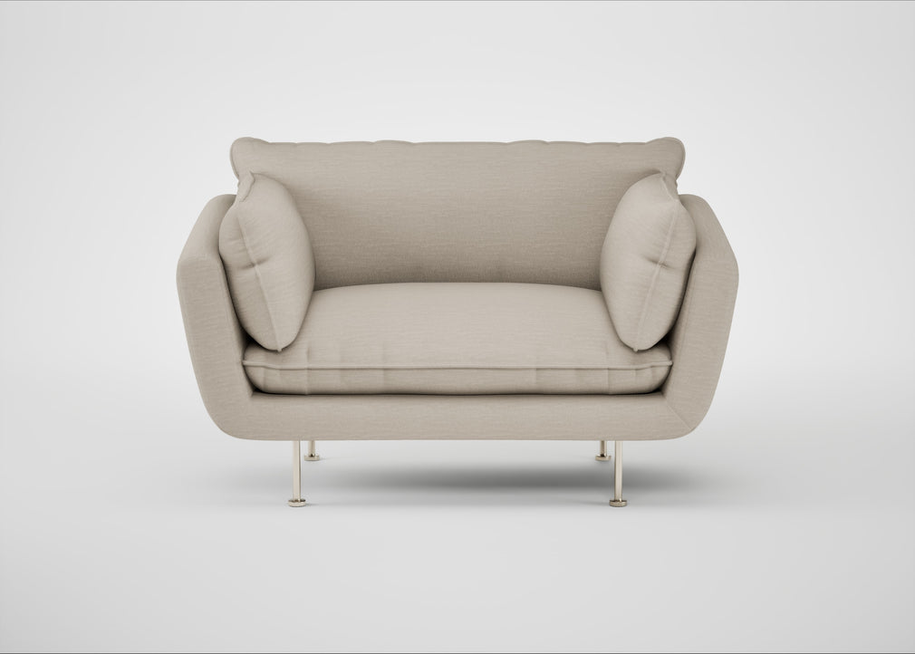 Allora Loveseat Broad Weave Putty / Stainless Steel