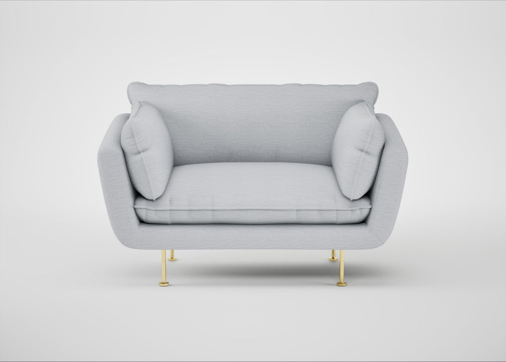 Allora Loveseat Broad Weave Tin / Brass