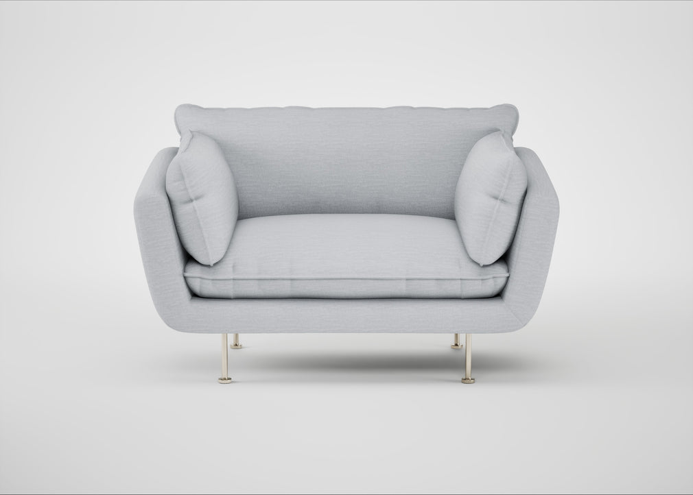 Allora Loveseat Broad Weave Tin / Stainless Steel