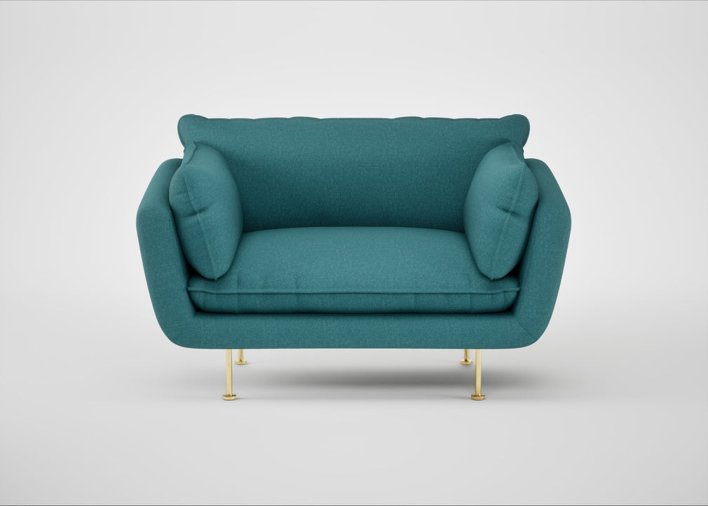 Allora Loveseat Brushed Cotton Cadet / Brass