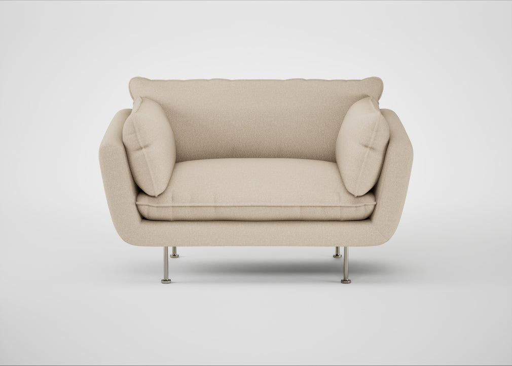 Allora Loveseat Brushed Cotton Oat / Stainless Steel
