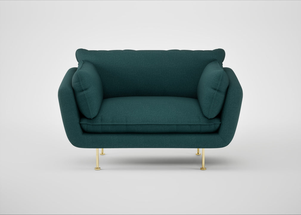 Allora Loveseat Brushed Cotton Pine / Brass