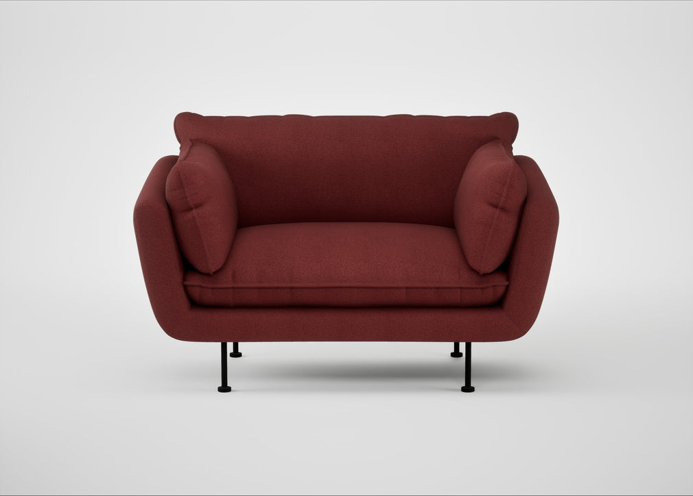 Allora Loveseat Capelo Linen-Cotton Etruscan Red / Black