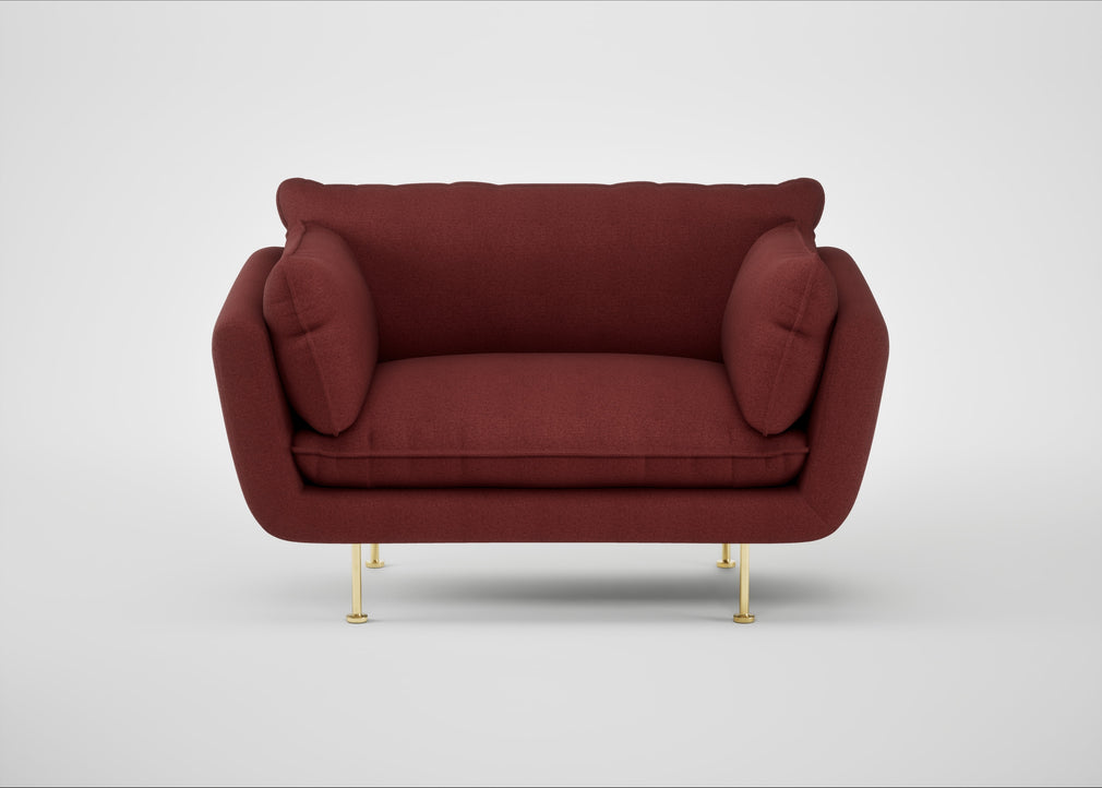 Allora Loveseat Capelo Linen-Cotton Etruscan Red / Brass