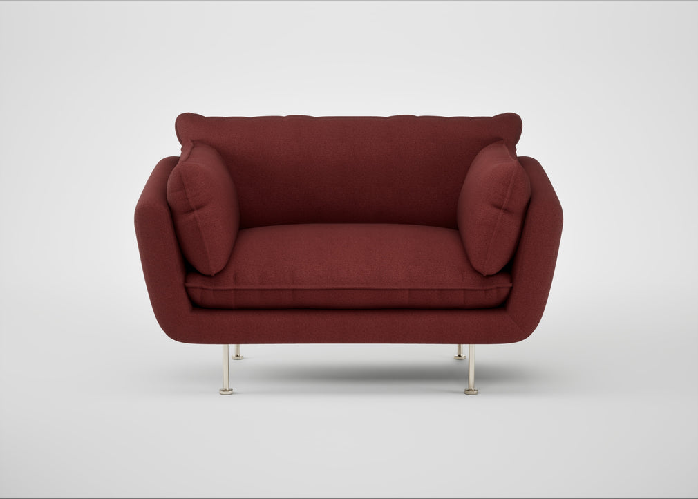 Allora Loveseat Capelo Linen-Cotton Etruscan Red / Stainless Steel