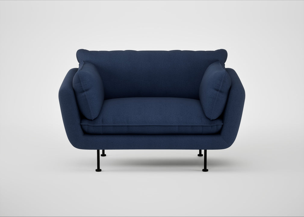 Allora Loveseat Capelo Linen-Cotton Inkspot / Black