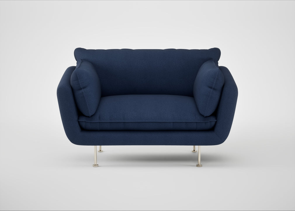Allora Loveseat Capelo Linen-Cotton Inkspot / Stainless Steel