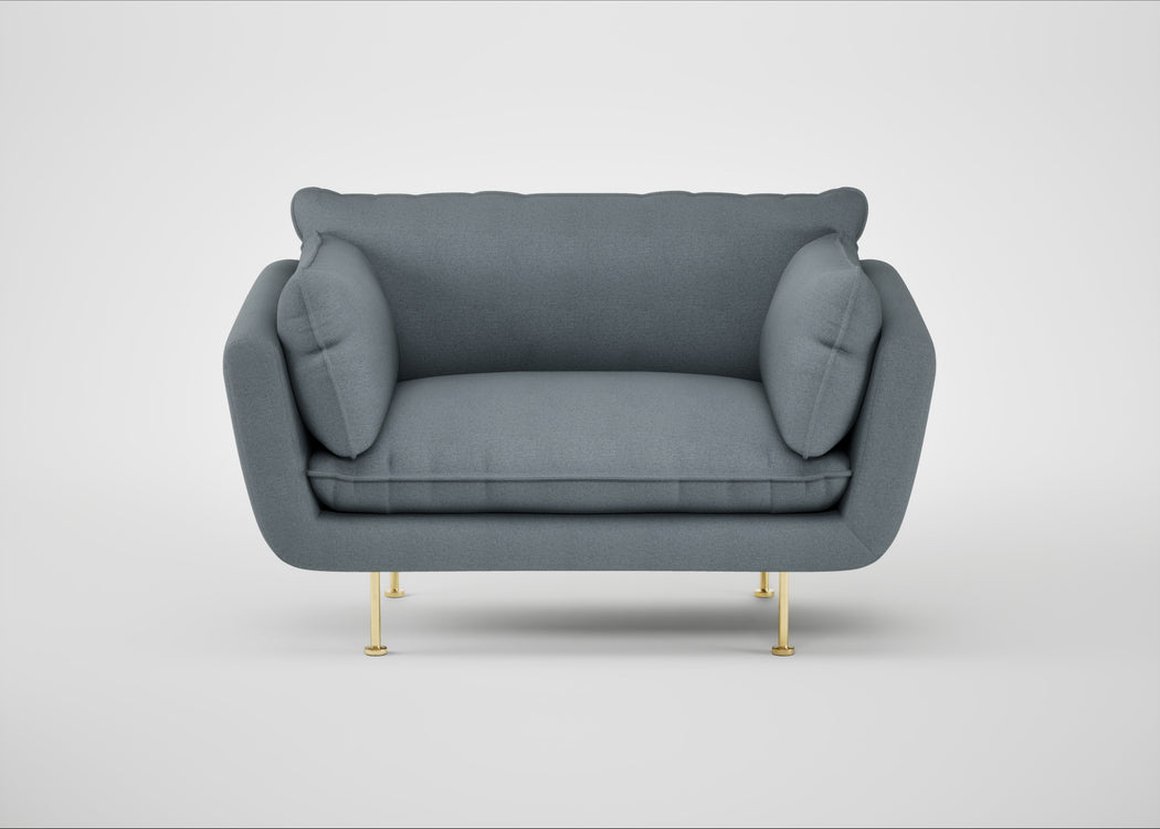 Allora Loveseat Capelo Linen-Cotton Mineral / Brass