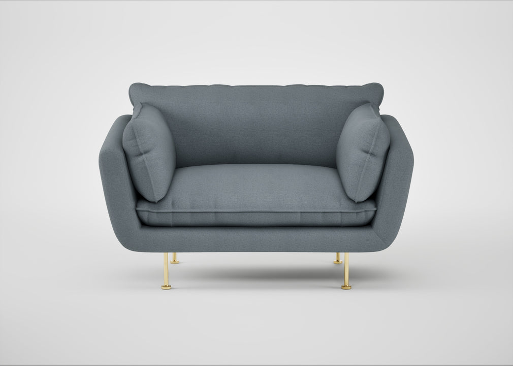 Allora Loveseat Capelo Linen-Cotton Mineral / Brass