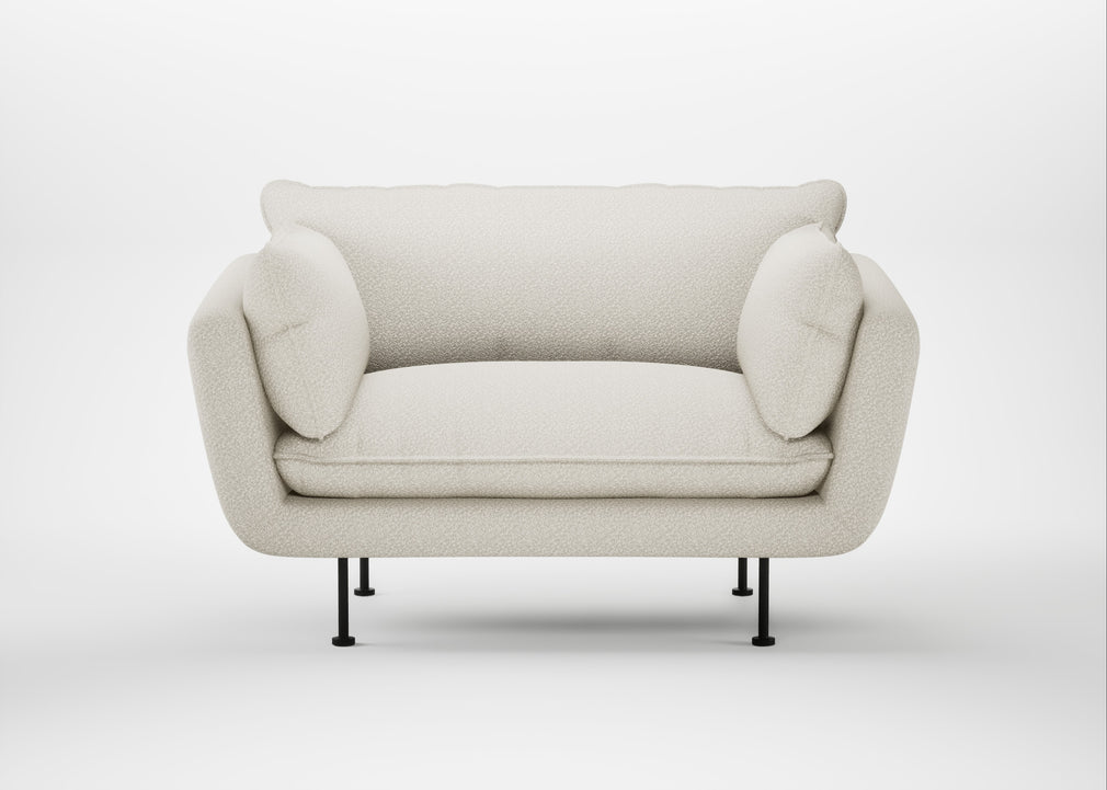 Allora Loveseat Chunky Boucle Ecru / Black