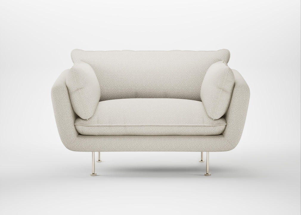 Allora Loveseat Chunky Boucle Ecru / Stainless Steel