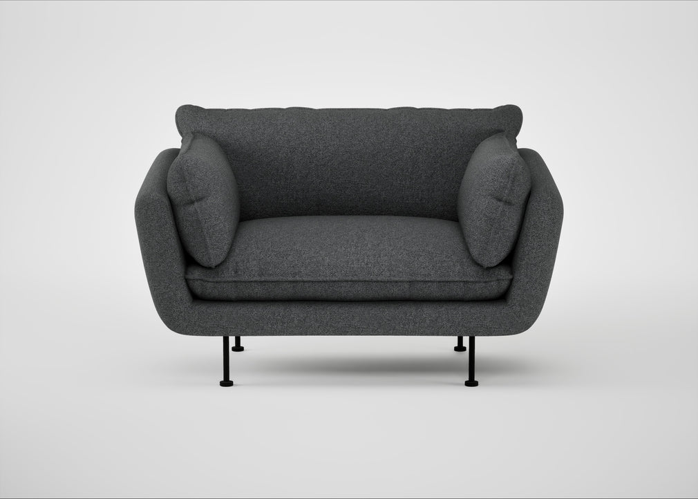 Allora Loveseat Melton Wool Granite / Black
