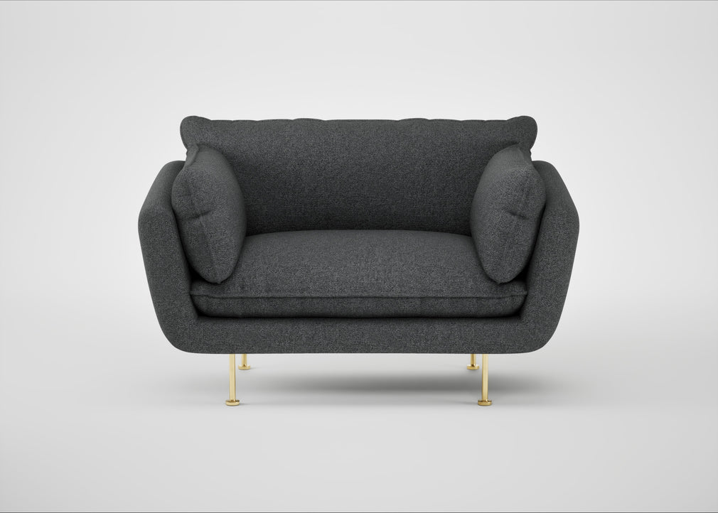 Allora Loveseat Melton Wool Granite / Brass