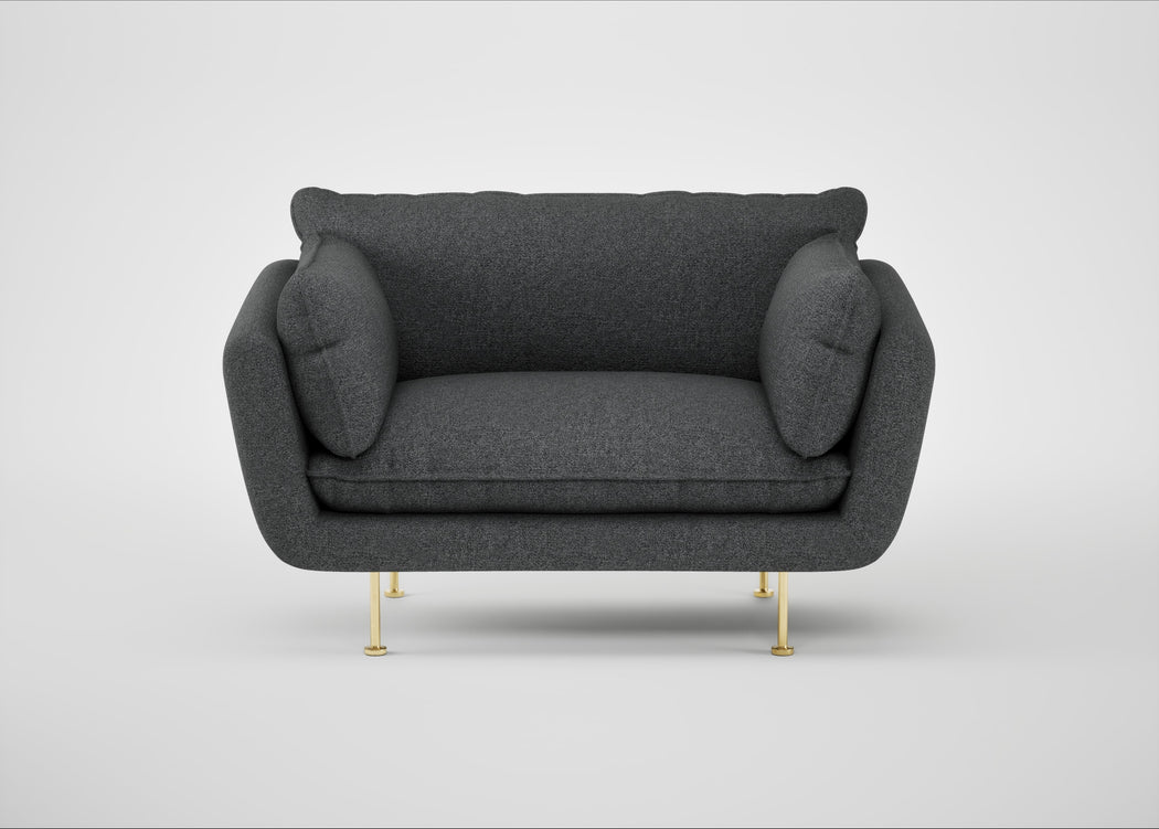 Allora Loveseat Melton Wool Granite / Brass