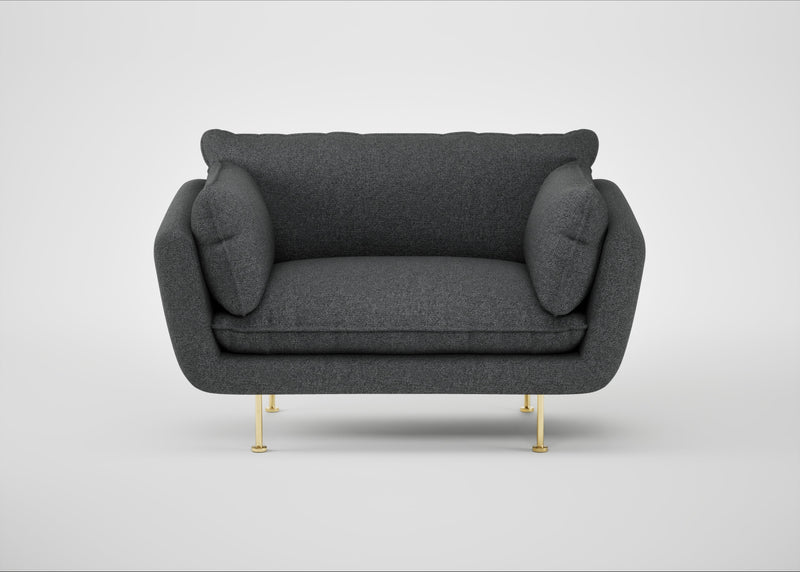 Allora Loveseat Melton Wool Granite / Brass