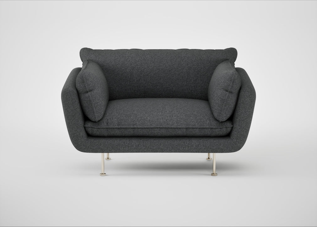 Allora Loveseat Melton Wool Granite / Stainless Steel