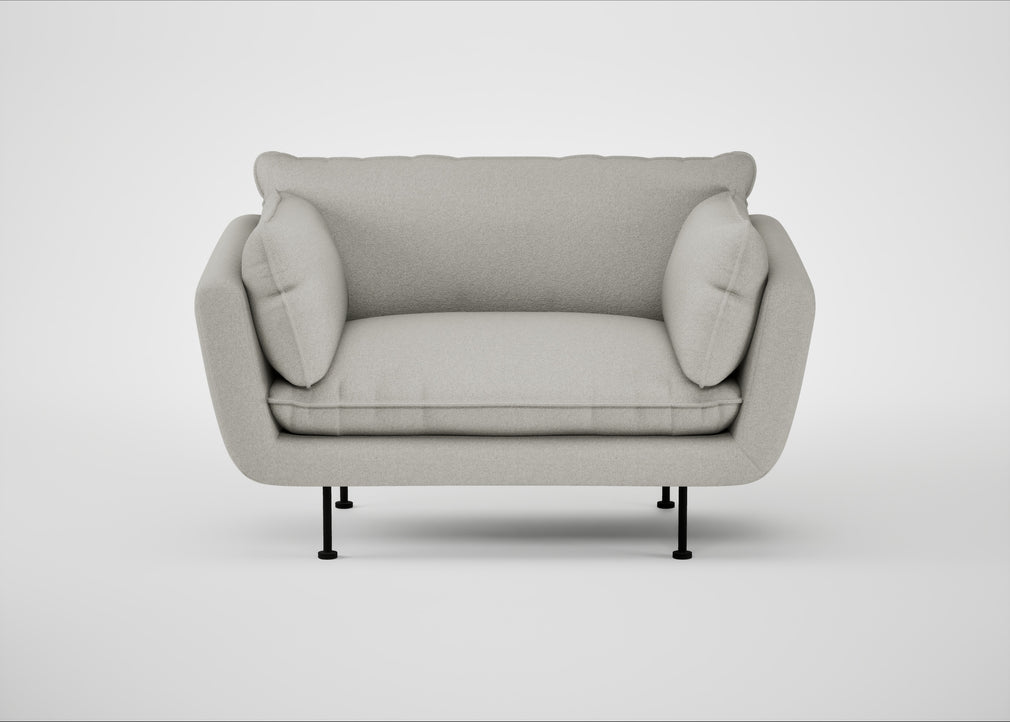 Allora Loveseat Melton Wool Limestone / Black
