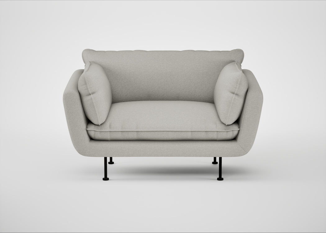 Allora Loveseat Melton Wool Limestone / Black