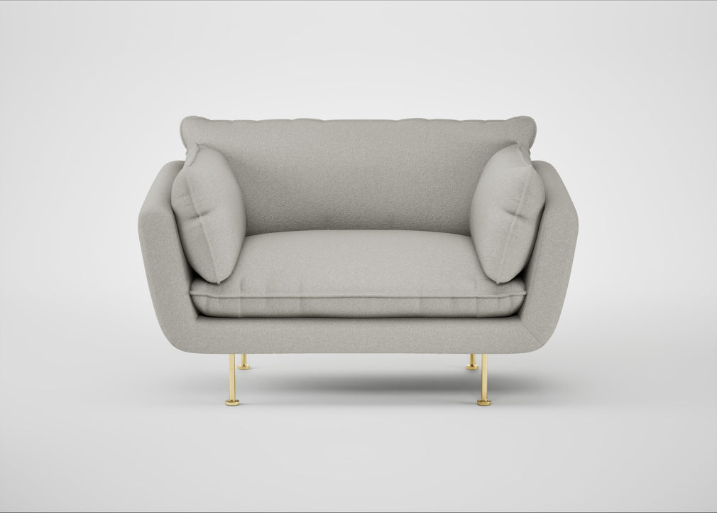 Allora Loveseat Melton Wool Limestone / Brass