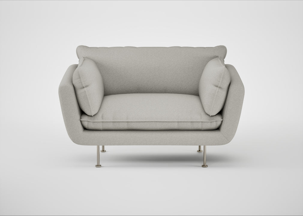 Allora Loveseat Melton Wool Limestone / Stainless Steel