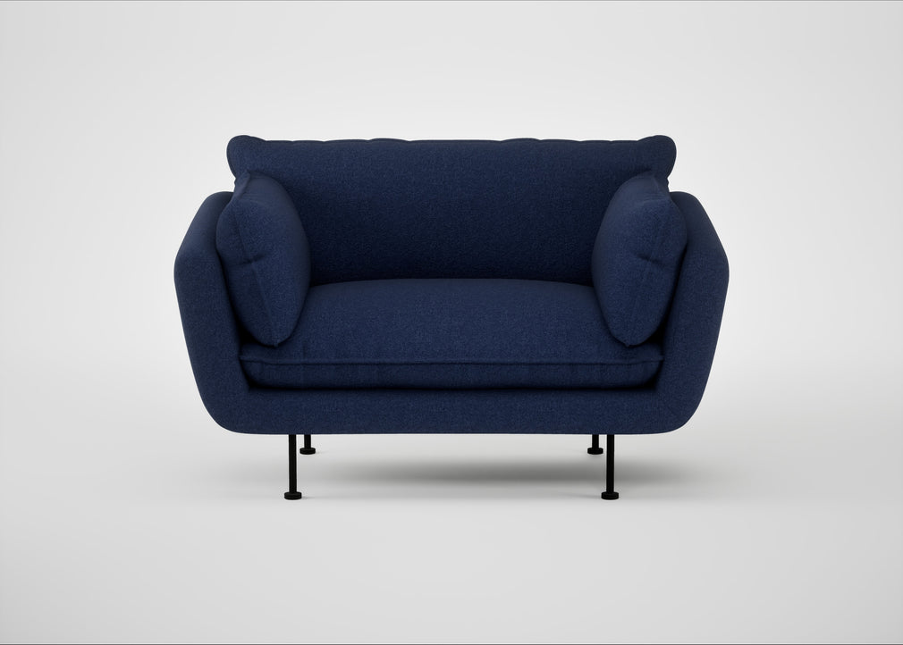 Allora Loveseat Melton Wool New Navy / Black