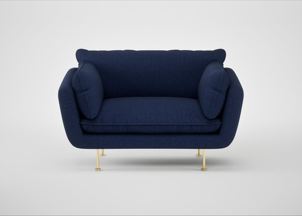 Allora Loveseat Melton Wool New Navy / Brass