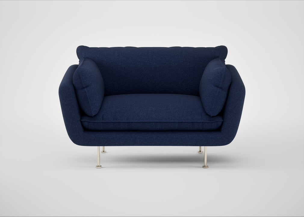 Allora Loveseat Melton Wool New Navy / Stainless Steel