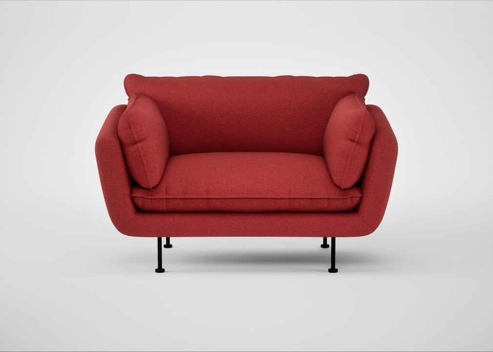 Allora Loveseat Melton Wool Red Oxide / Black