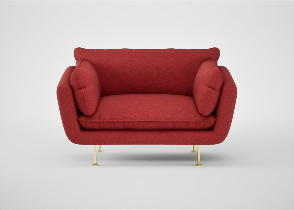 Allora Loveseat Melton Wool Red Oxide / Brass