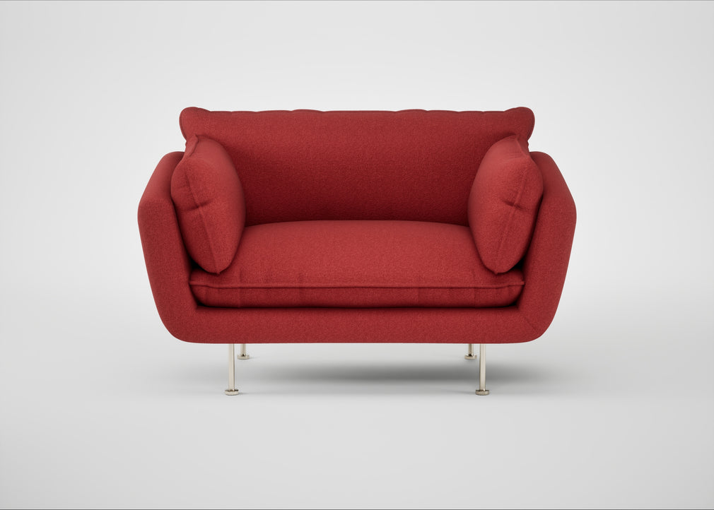Allora Loveseat Melton Wool Red Oxide / Stainless Steel