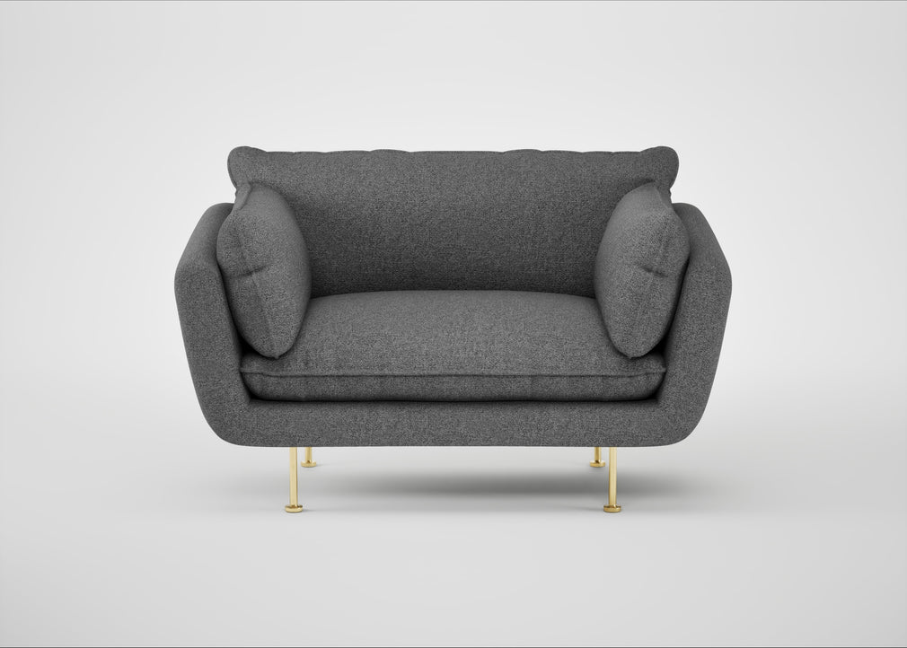 Allora Loveseat Melton Wool Shale / Brass