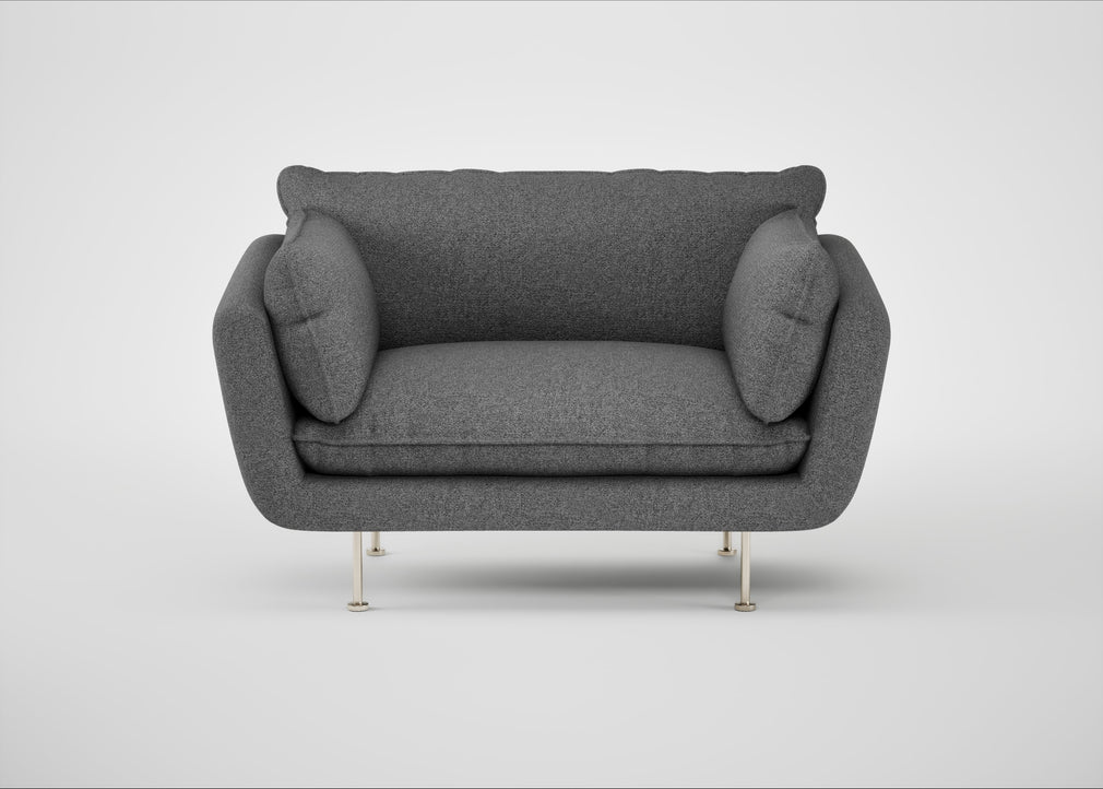 Allora Loveseat Melton Wool Shale / Stainless Steel