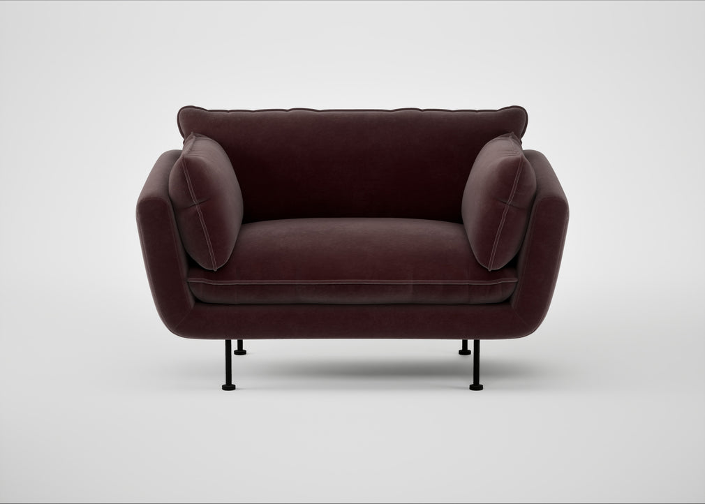Allora Loveseat Smart Luxe Velvet Acorn / Black