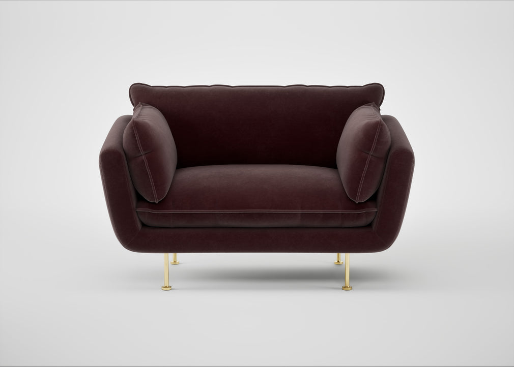 Allora Loveseat Smart Luxe Velvet Acorn / Brass