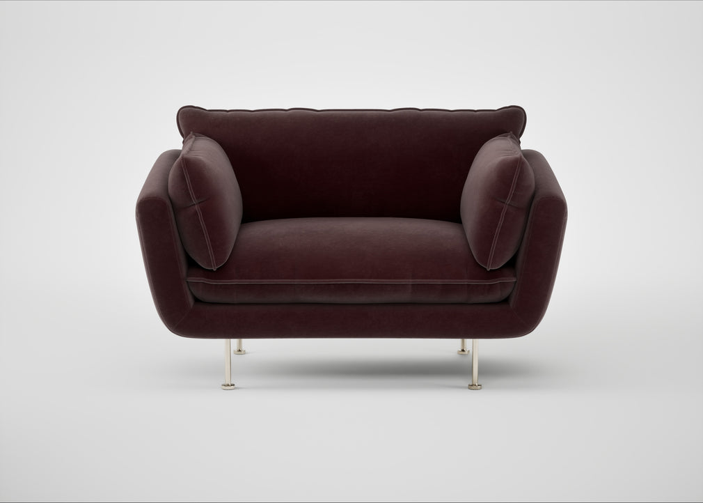 Allora Loveseat Smart Luxe Velvet Acorn / Stainless Steel