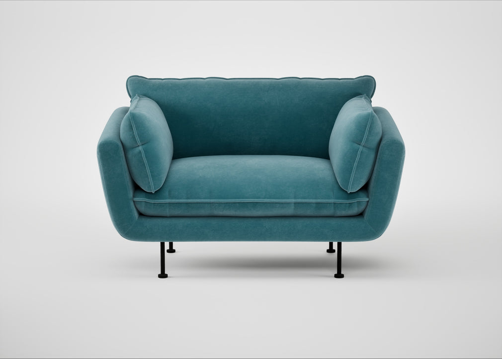 Allora Loveseat Smart Luxe Velvet Airforce Blue / Black