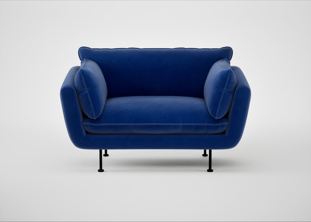 Allora Loveseat Smart Luxe Velvet Azure / Black