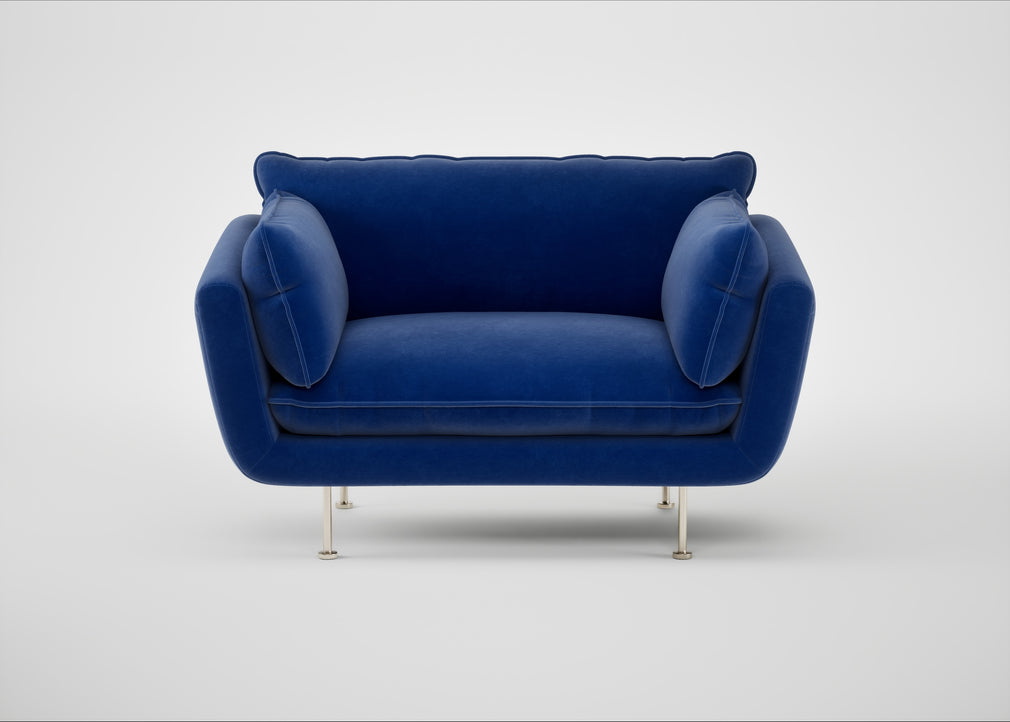 Allora Loveseat Smart Luxe Velvet Azure / Stainless Steel